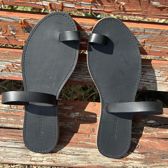 Madewell Board Walk black Leather Strap slip on slide bare Sandals NWOBSz-7.5.H - Picture 9 of 11